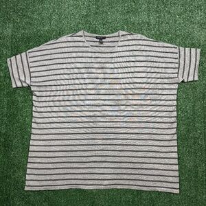 Eileen Fisher T Shirt Women's Size M Gray Striped Short Sleeve Tunic Oversized